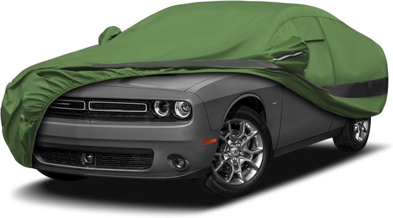 JURMON Heavy Duty Outdoor Car Cover Compatible with Dodge Challenger,Waterproof All Weather for Automobiles, Outdoor Full Cover Rain Sun UV Protection with Zipper Cotton - Image 1